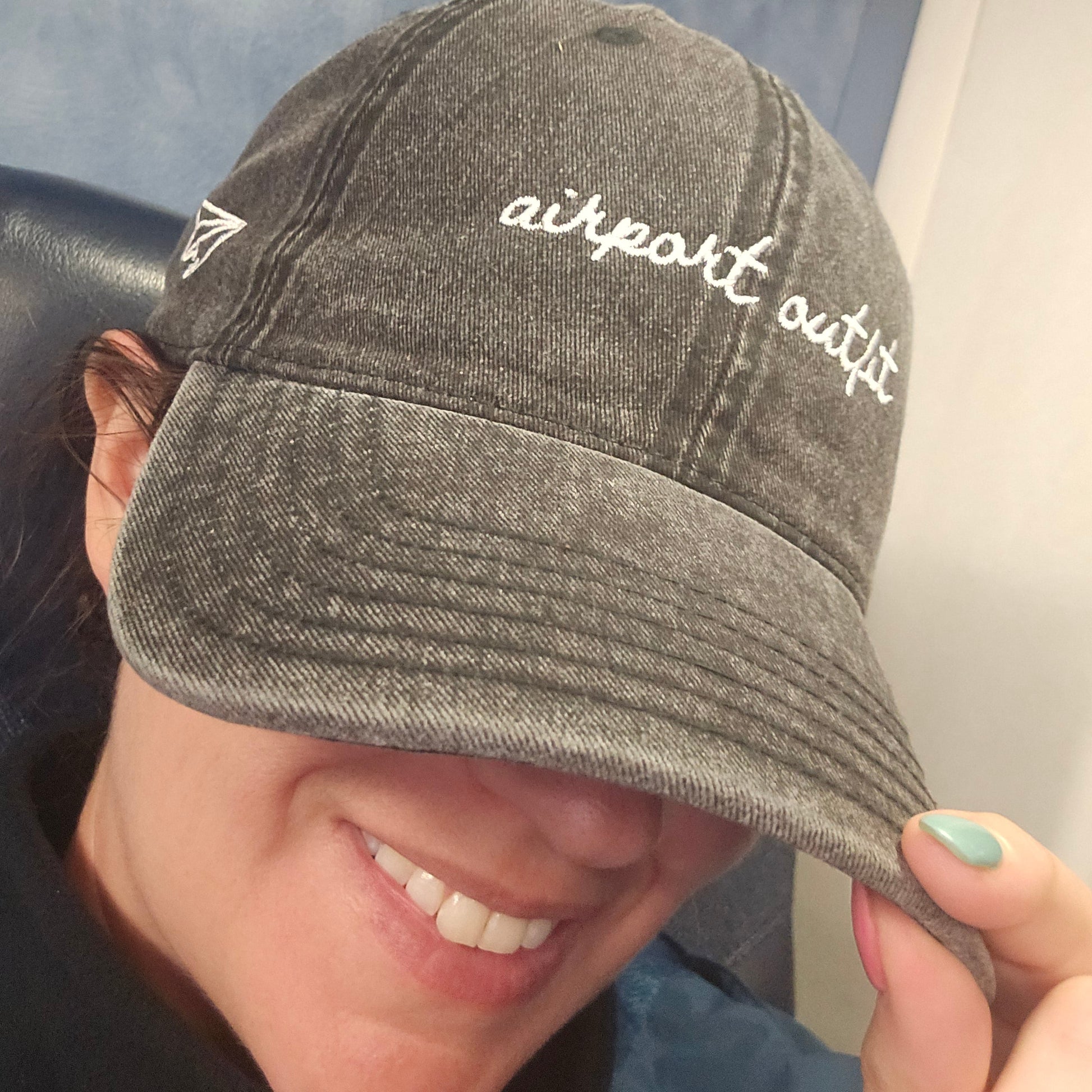 "Airport Outfit" Funny Hat for Travel Lovers - on woman