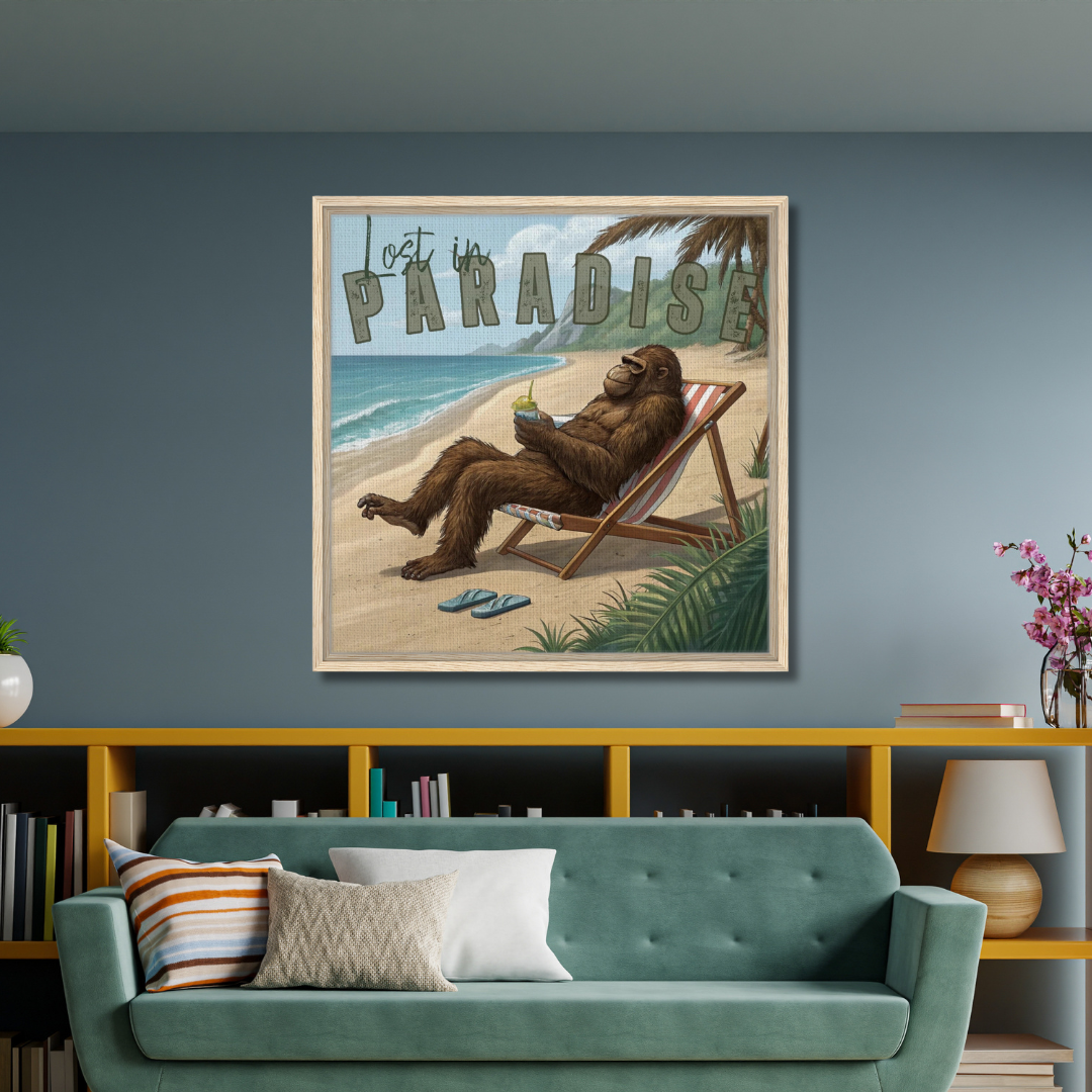 Sasquatch Lost in Paradise Wall art