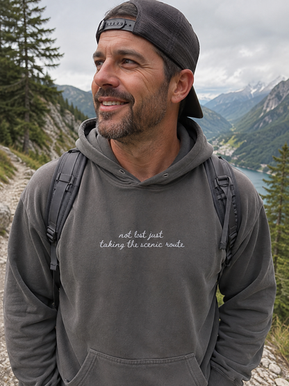 "Not Lost Just Taking the Scenic Route" Personalized Travel Truths Hoodie
