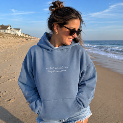 "Packed Our Patience Forgot Sunscreen" Personalized Travel Truths Hoodie