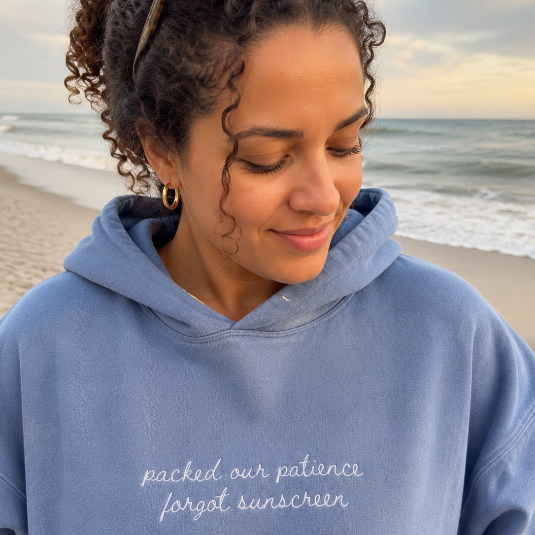 "Packed Our Patience Forgot Sunscreen" Personalized Travel Truths Hoodie