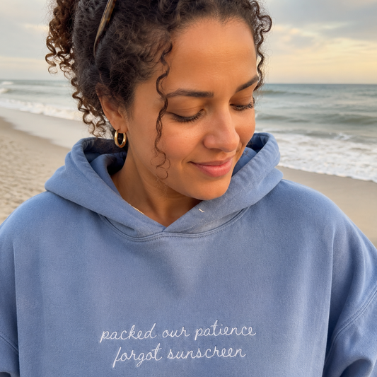"Packed Our Patience Forgot Sunscreen" Personalized Travel Truths Hoodie