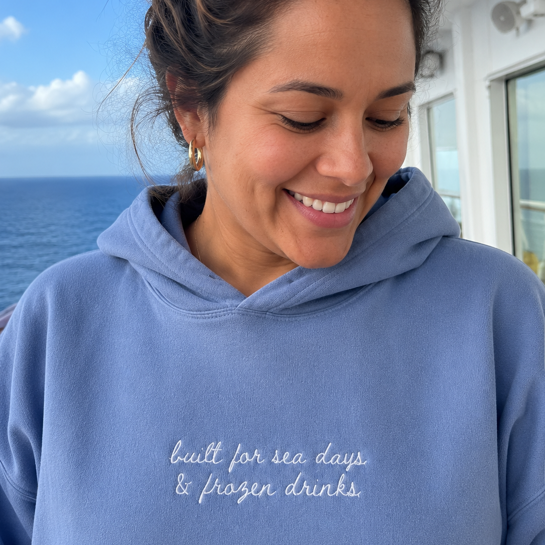 "Built for Sea Days & Frozen Drinks" Personalized Travel Truths Hoodie