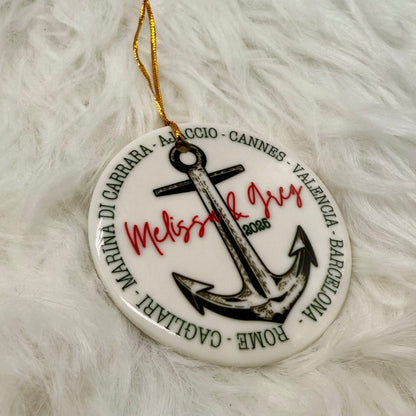 Cruise Itinerary Ceramic Ornament with Optional Photo