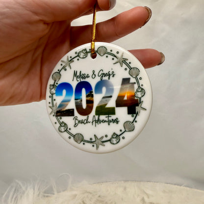 Personalized Beach Adventures Ceramic Photo Ornament