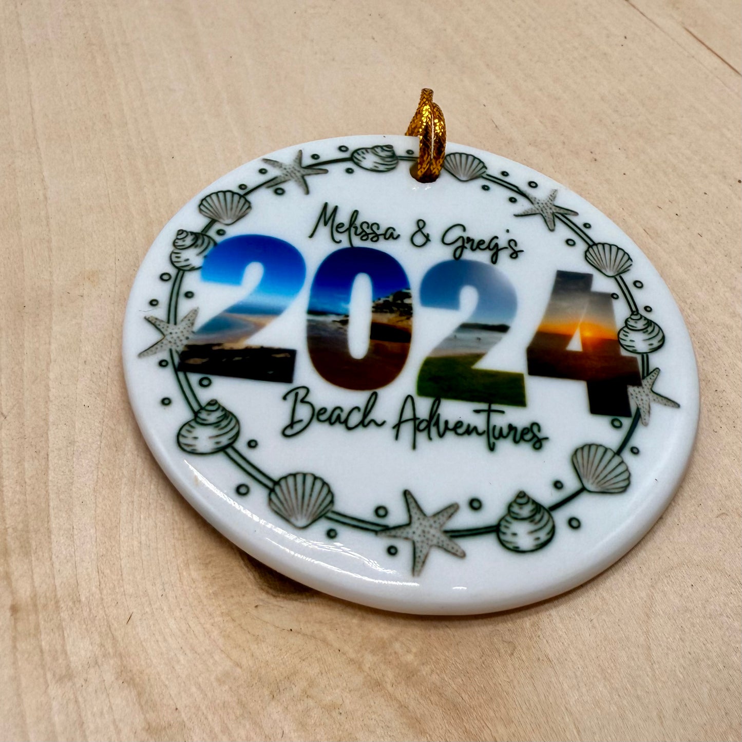 Personalized Beach Adventures Ceramic Photo Ornament
