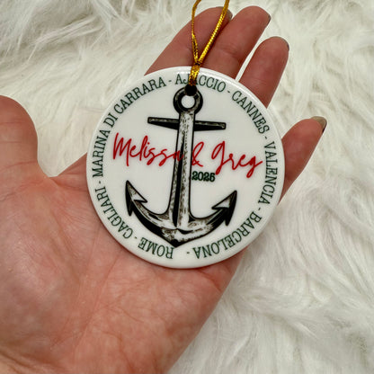 Cruise Itinerary Ceramic Ornament with Optional Photo