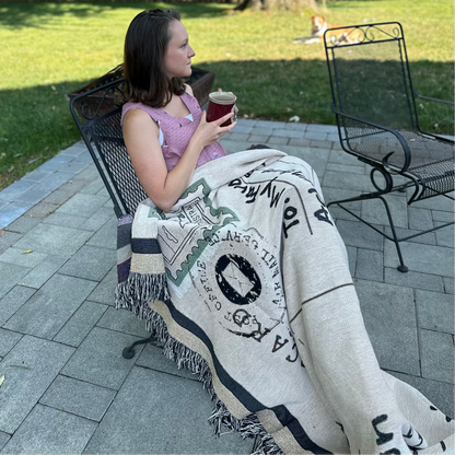 Personalized Postcard Woven Keepsake Blanket with Your Handwritten Message