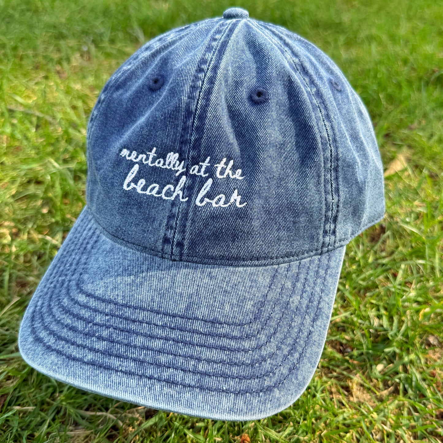 "Mentally at the Beach Bar" - Travel Hat for Breach Lovers- side