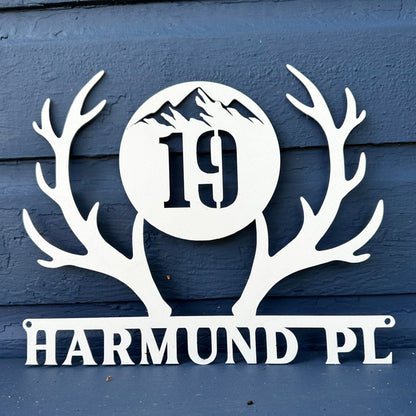 Antler Custom Metal Address Sign - Out of Office Outfitters - Die - Cut Sign