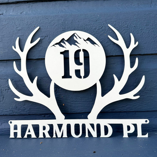 Antler Custom Metal Address Sign - Out of Office Outfitters - Die - Cut Sign