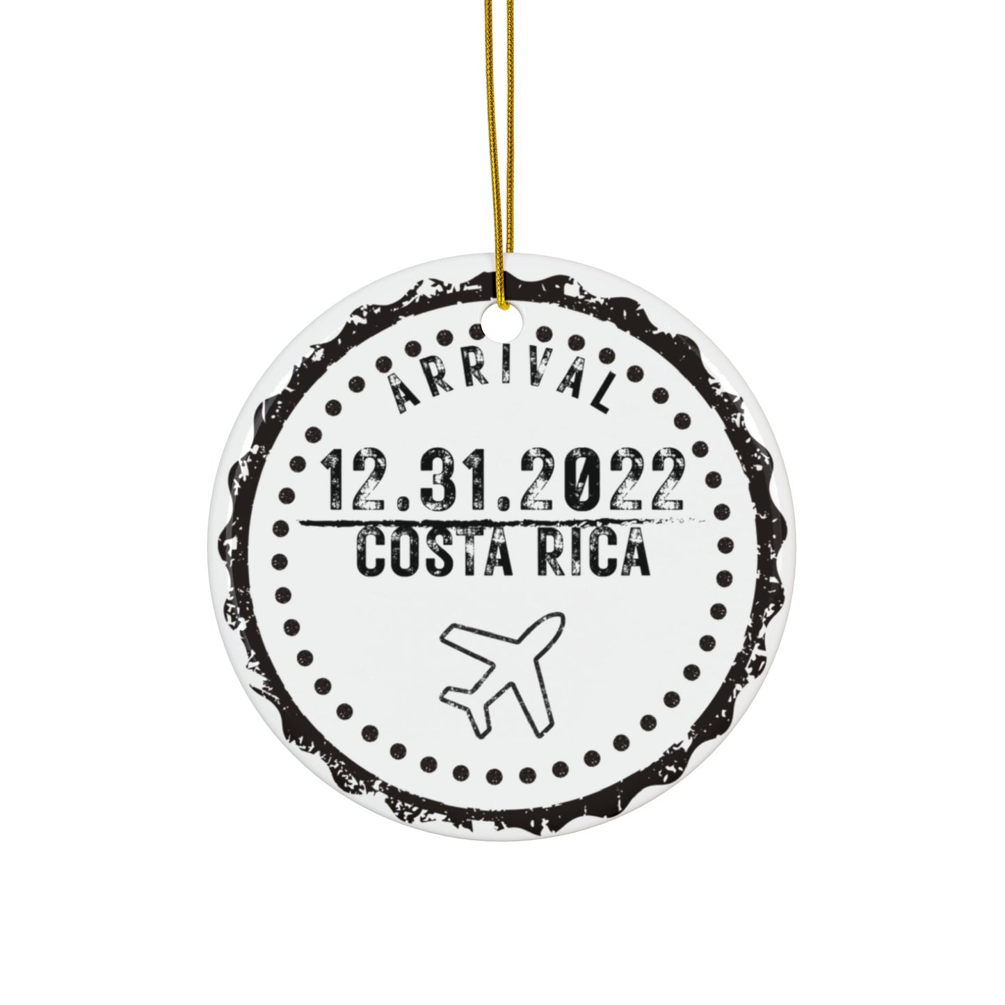 Arrival Passport Stamp Ceramic Ornament with Optional Photo - Out of Office Outfitters - Home Decor