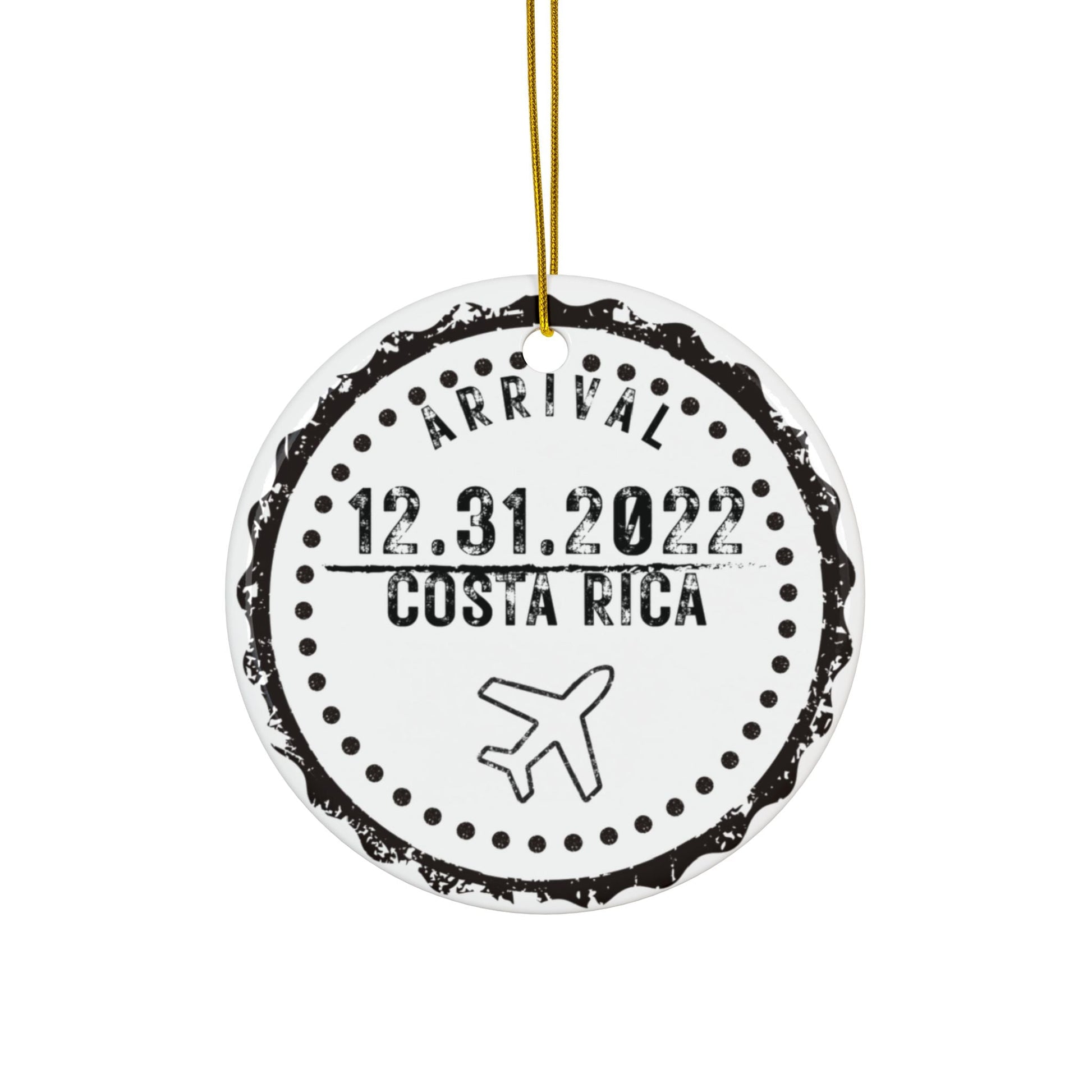 Arrival Passport Stamp Ceramic Ornament with Optional Photo - Out of Office Outfitters - Home Decor