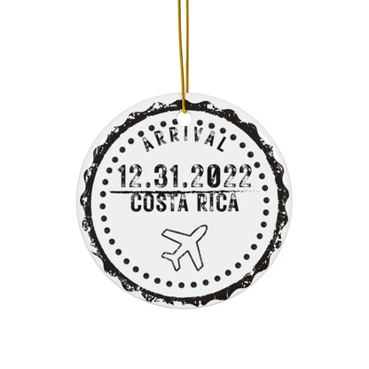 Arrival Passport Stamp Ceramic Ornament with Optional Photo - Out of Office Outfitters - Home Decor