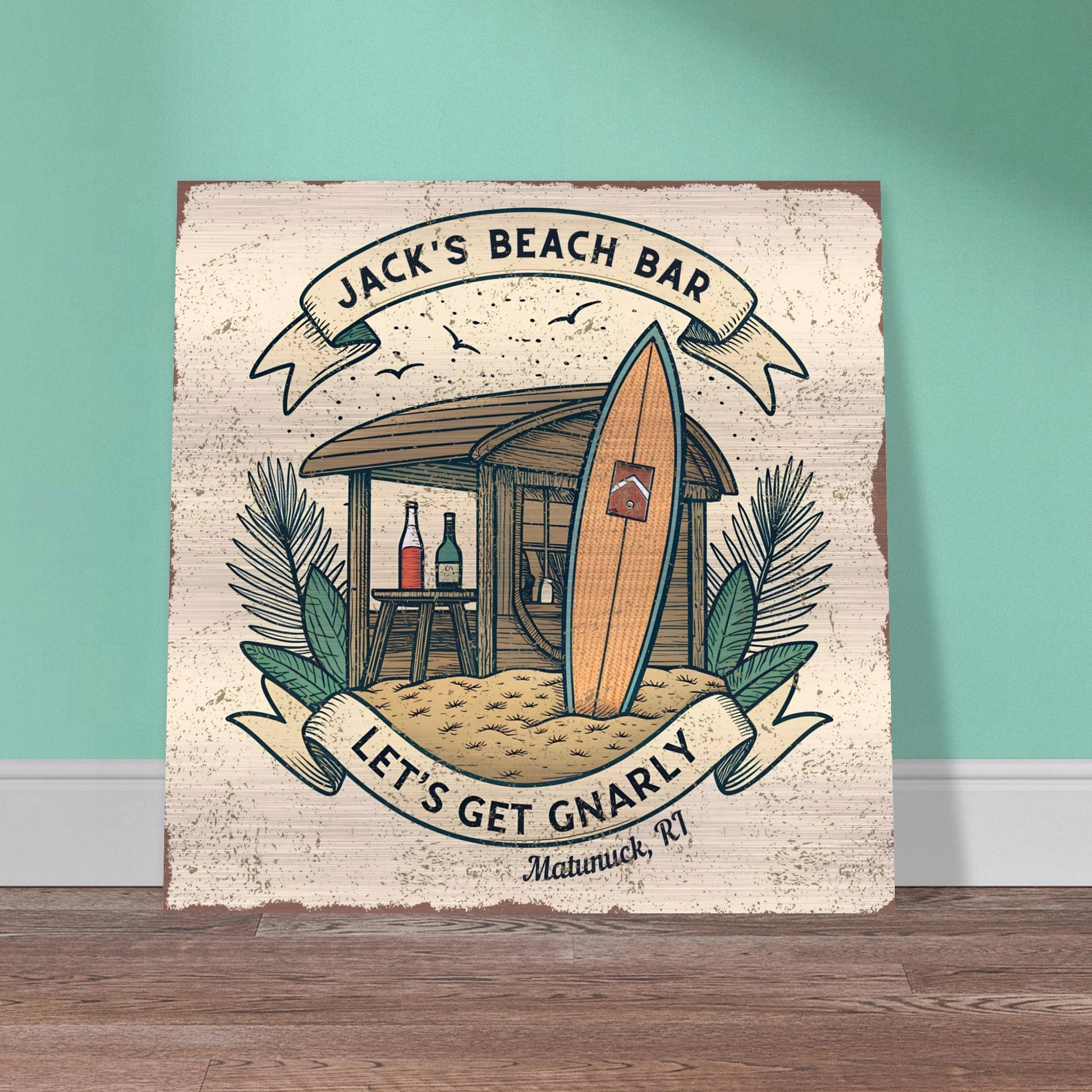 Beach Shack Brushed Aluminum Bar Sign - Out of Office Outfitters - Print Material