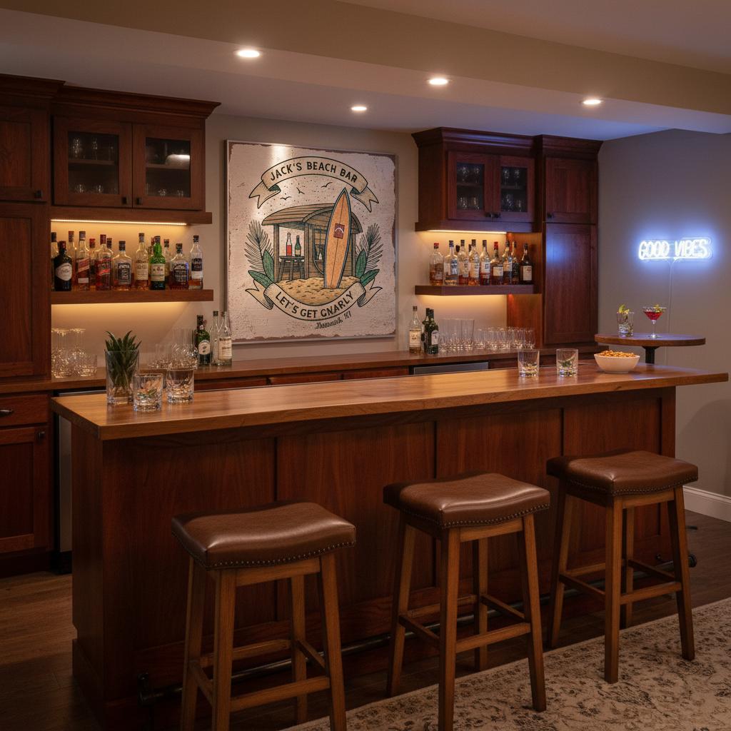 Beach Shack Brushed Aluminum Bar Sign - Out of Office Outfitters - Print Material