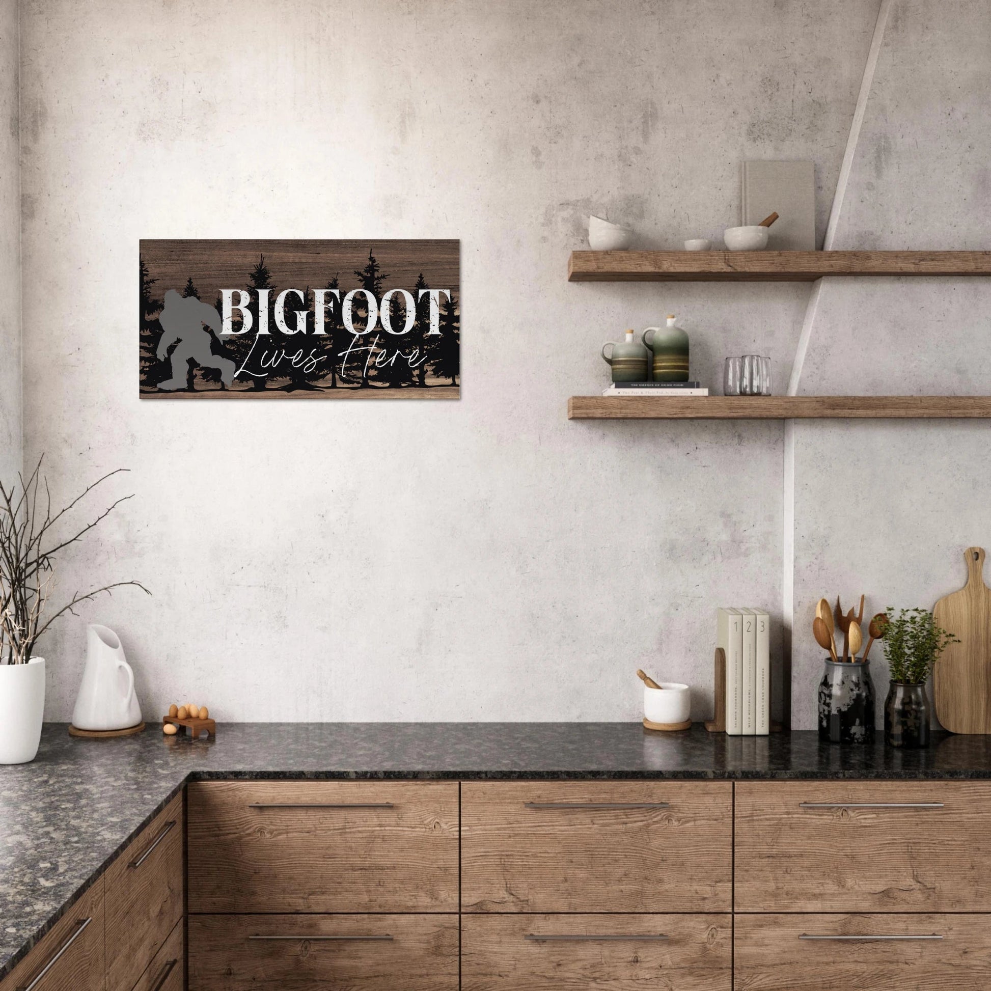 Bigfoot Lives Here Sasquatch Themed Canvas Wall Art - Out of Office Outfitters - Print Material