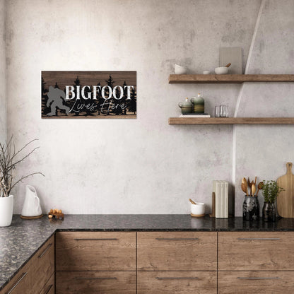 Bigfoot Lives Here Sasquatch Themed Canvas Wall Art - Out of Office Outfitters - Print Material