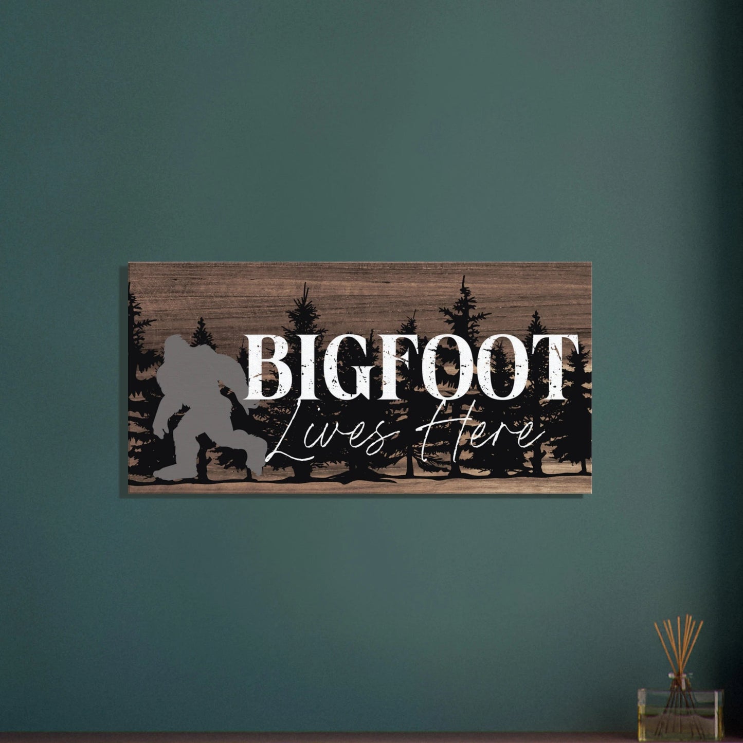Bigfoot Lives Here Sasquatch Themed Canvas Wall Art - Out of Office Outfitters - Print Material