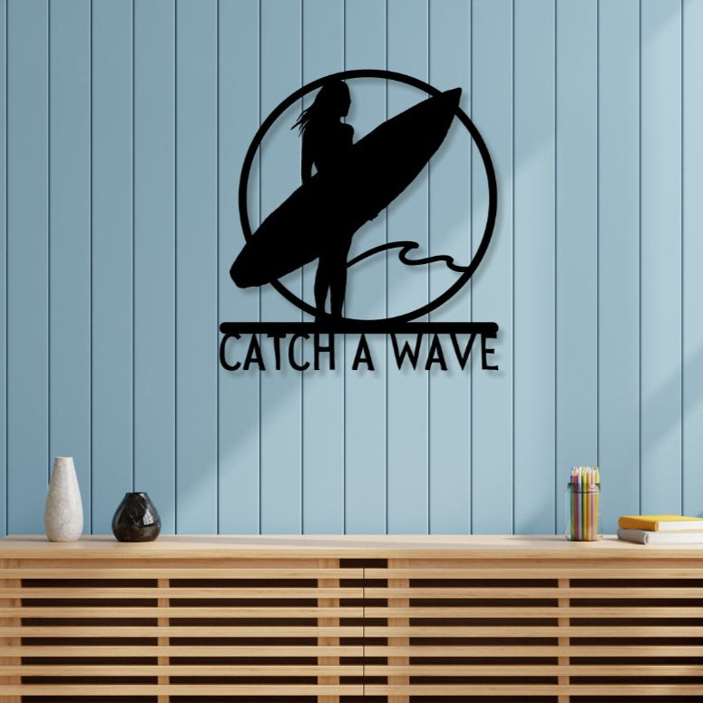 Catch a Wave Metal Sign (Personalize Me!) - Out of Office Outfitters - Die - Cut Sign