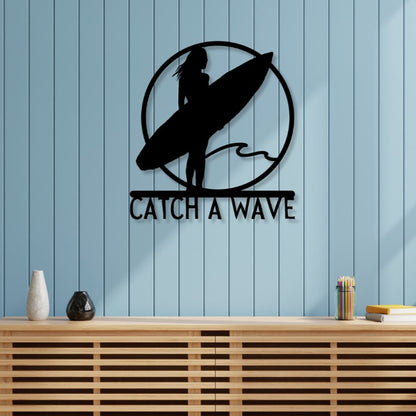 Catch a Wave Metal Sign (Personalize Me!) - Out of Office Outfitters - Die - Cut Sign