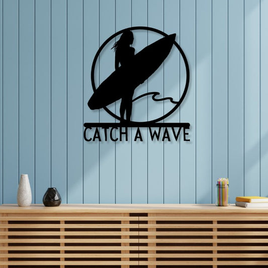 Catch a Wave Metal Sign (Personalize Me!) - Out of Office Outfitters - Die - Cut Sign