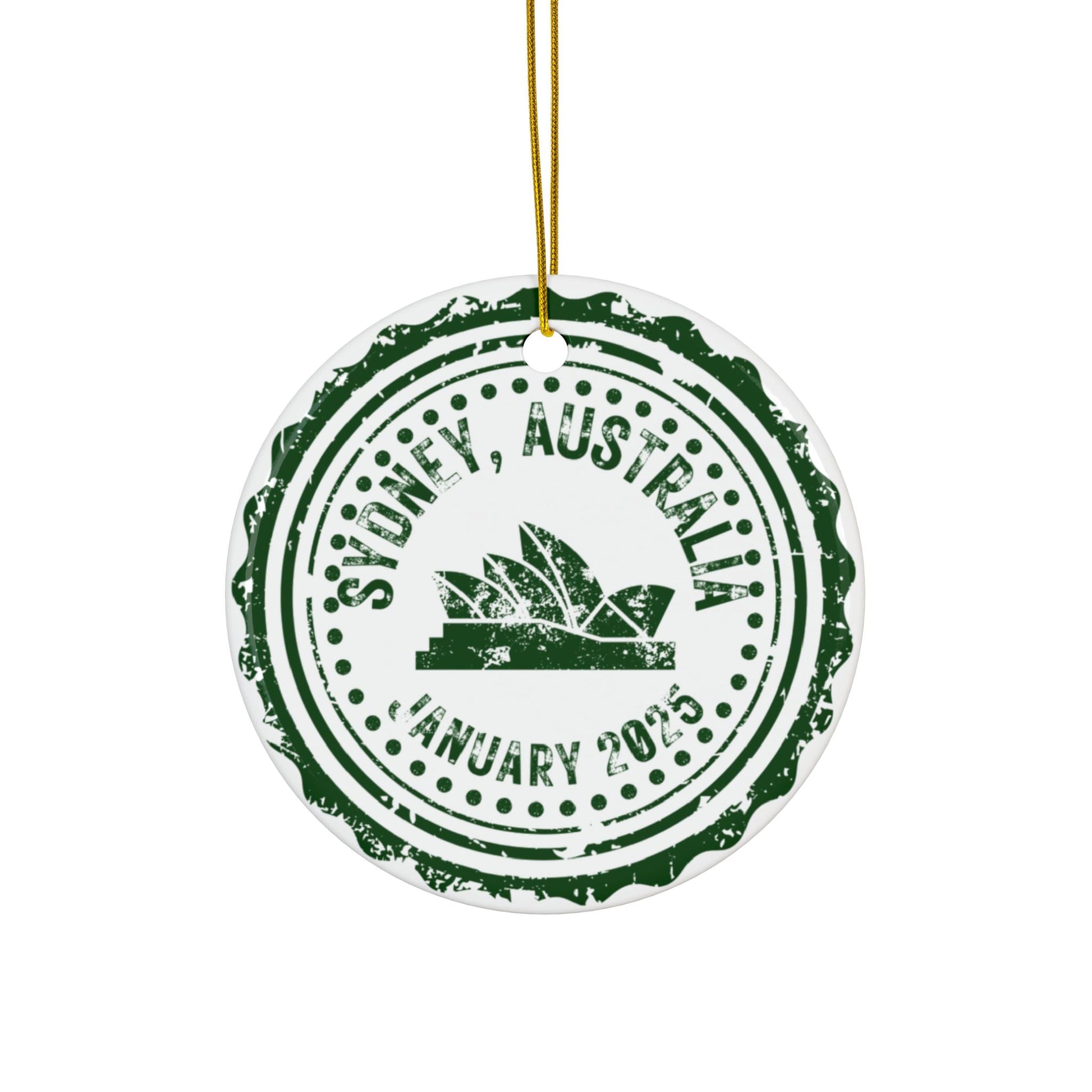 City Icon Passport Stamp Ceramic Ornament with Optional Photo - Out of Office Outfitters - Home Decor