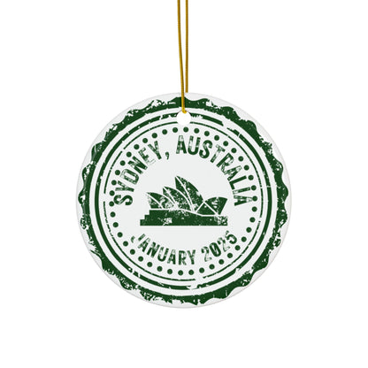 City Icon Passport Stamp Ceramic Ornament with Optional Photo - Out of Office Outfitters - Home Decor