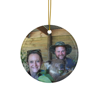 City Icon Passport Stamp Ceramic Ornament with Optional Photo - Out of Office Outfitters - Home Decor