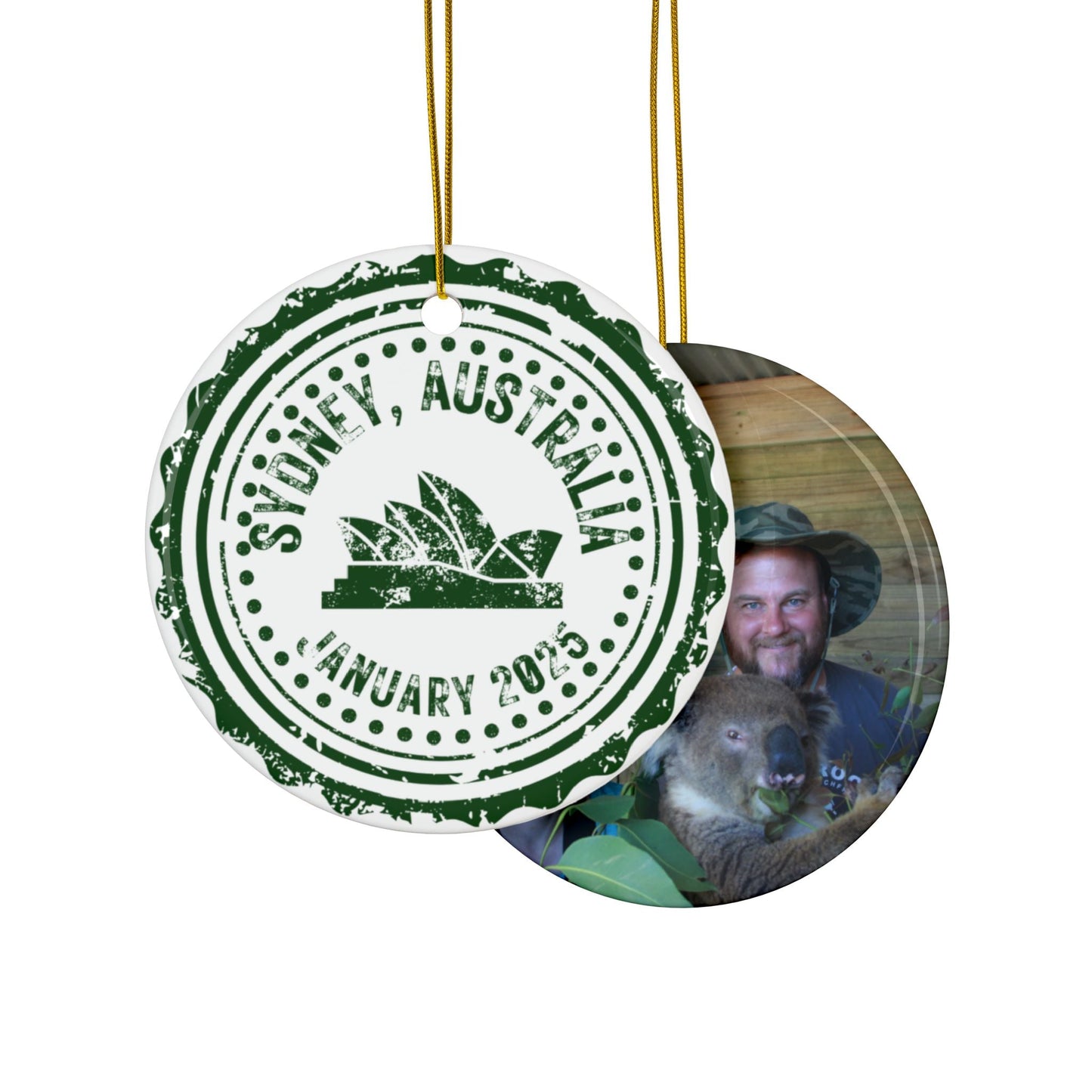 City Icon Passport Stamp Ceramic Ornament with Optional Photo - Out of Office Outfitters - Home Decor