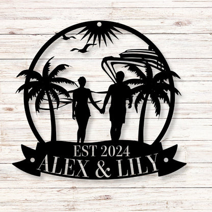 Cruise Couple Metal Sign (Personalize Me!) - Out of Office Outfitters - Die - Cut Sign
