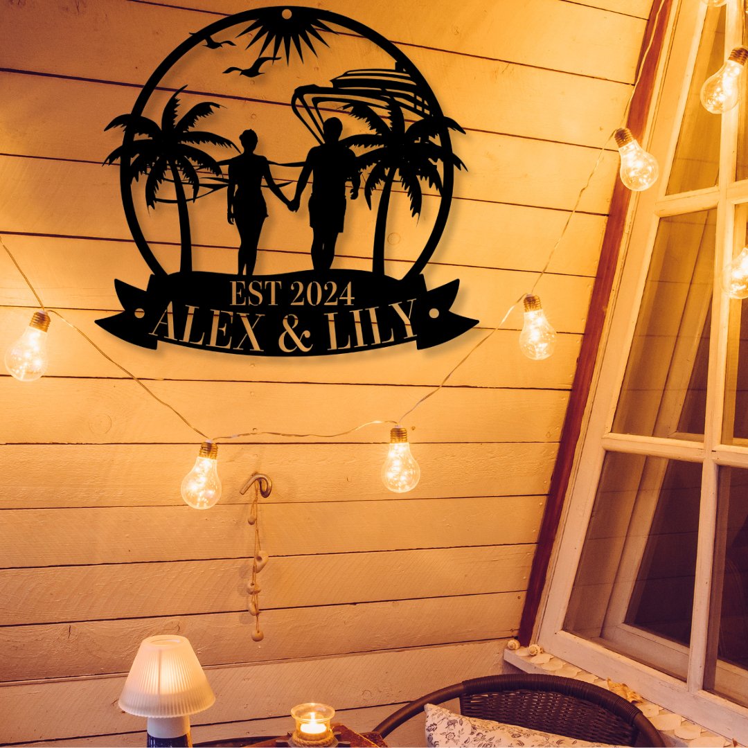 Cruise Couple Metal Sign (Personalize Me!) - Out of Office Outfitters - Die - Cut Sign