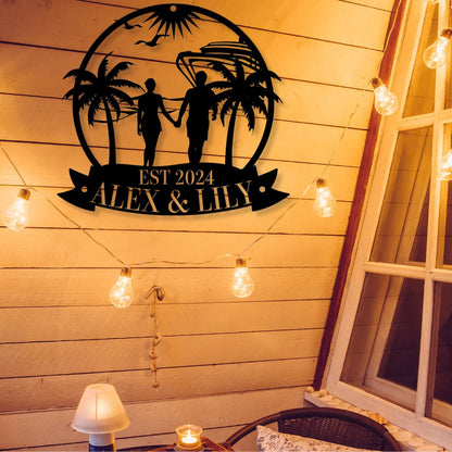 Cruise Couple Metal Sign (Personalize Me!) - Out of Office Outfitters - Die - Cut Sign