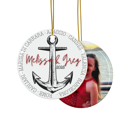 Cruise Itinerary Ceramic Ornament with Optional Photo - Out of Office Outfitters - Home Decor