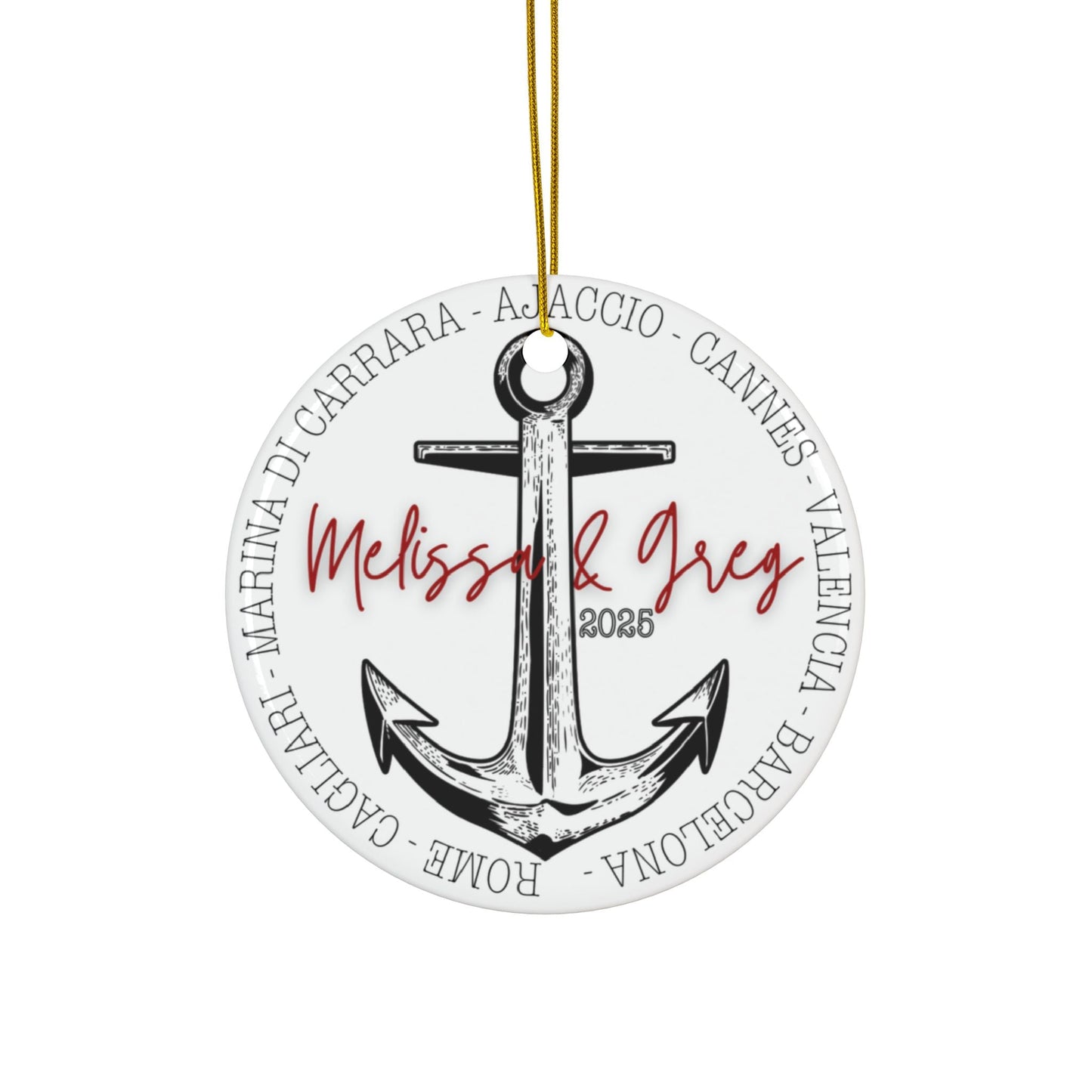 Cruise Itinerary Ceramic Ornament with Optional Photo - Out of Office Outfitters - Home Decor