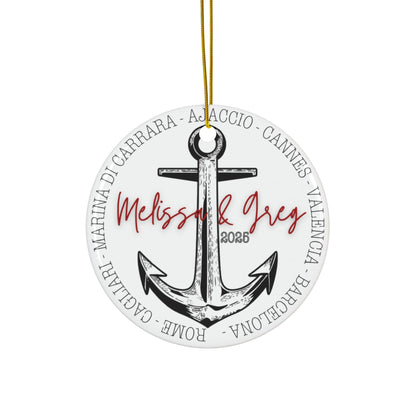 Cruise Itinerary Ceramic Ornament with Optional Photo - Out of Office Outfitters - Home Decor