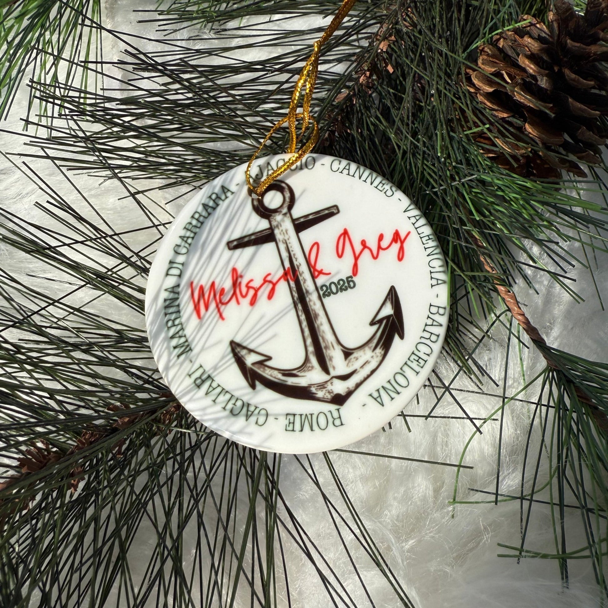 Cruise Itinerary Ceramic Ornament with Optional Photo - Out of Office Outfitters - Home Decor