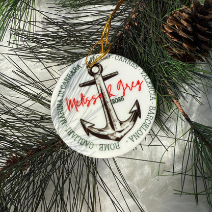 Cruise Itinerary Ceramic Ornament with Optional Photo - Out of Office Outfitters - Home Decor