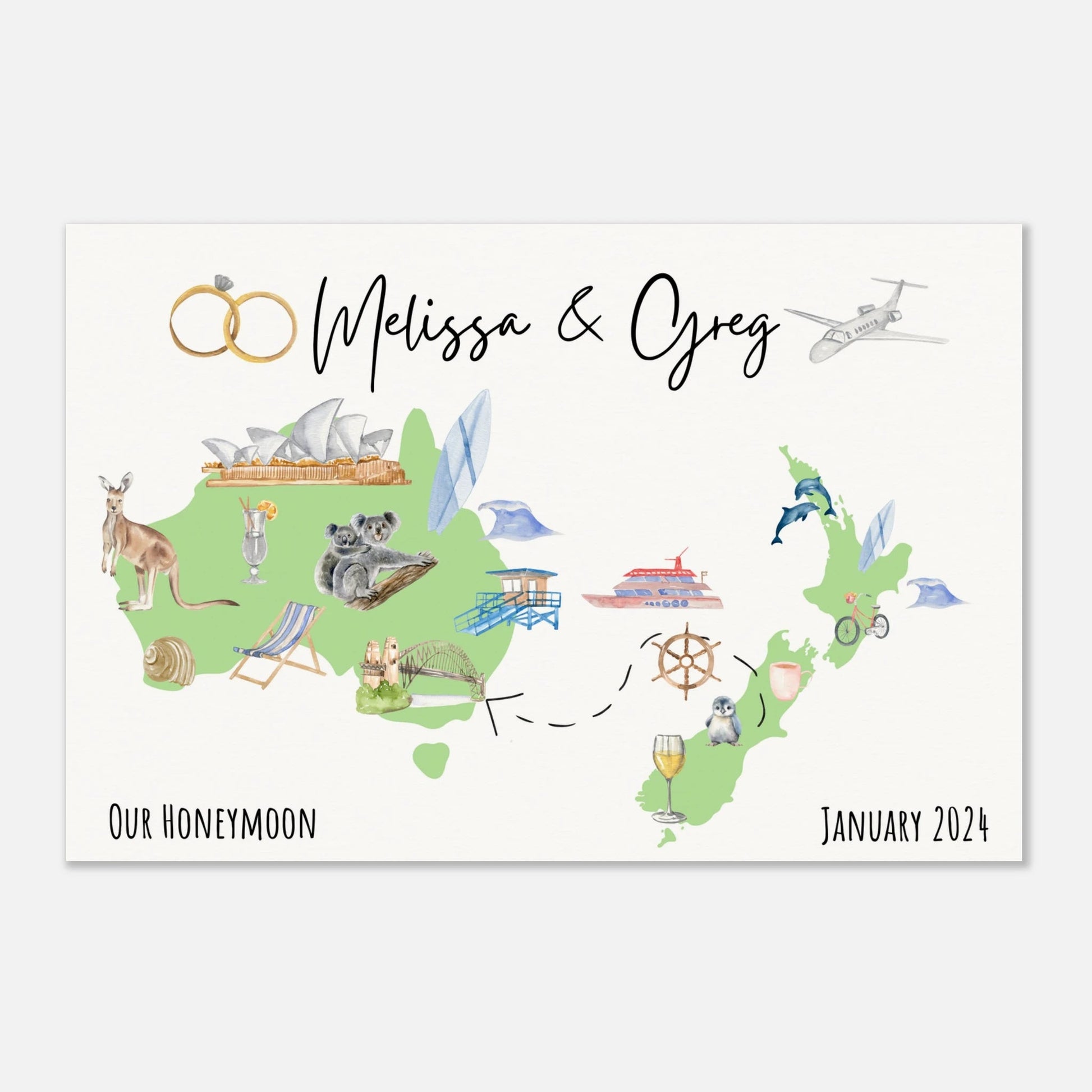 Custom Vacation Keepsake Map or Guestbook - Perfect for Honeymoons, Reunions, or Milestone Trips - Out of Office Outfitters - Print Material