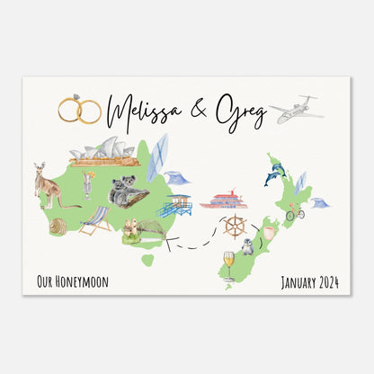 Custom Vacation Keepsake Map or Guestbook - Perfect for Honeymoons, Reunions, or Milestone Trips - Out of Office Outfitters - Print Material