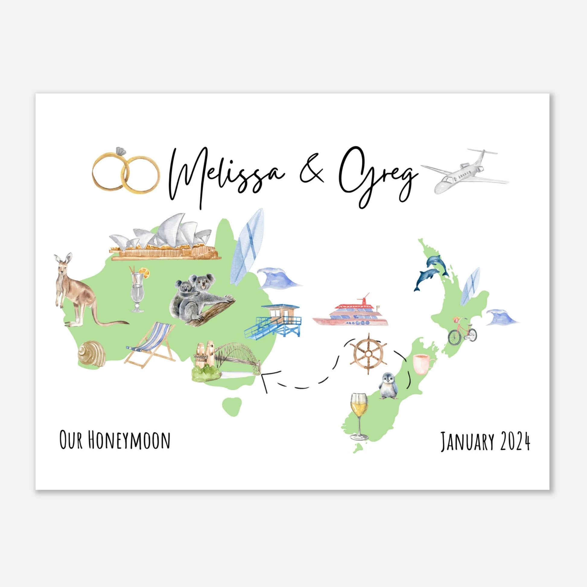 Custom Vacation Keepsake Map or Guestbook - Perfect for Honeymoons, Reunions, or Milestone Trips - Out of Office Outfitters - Print Material