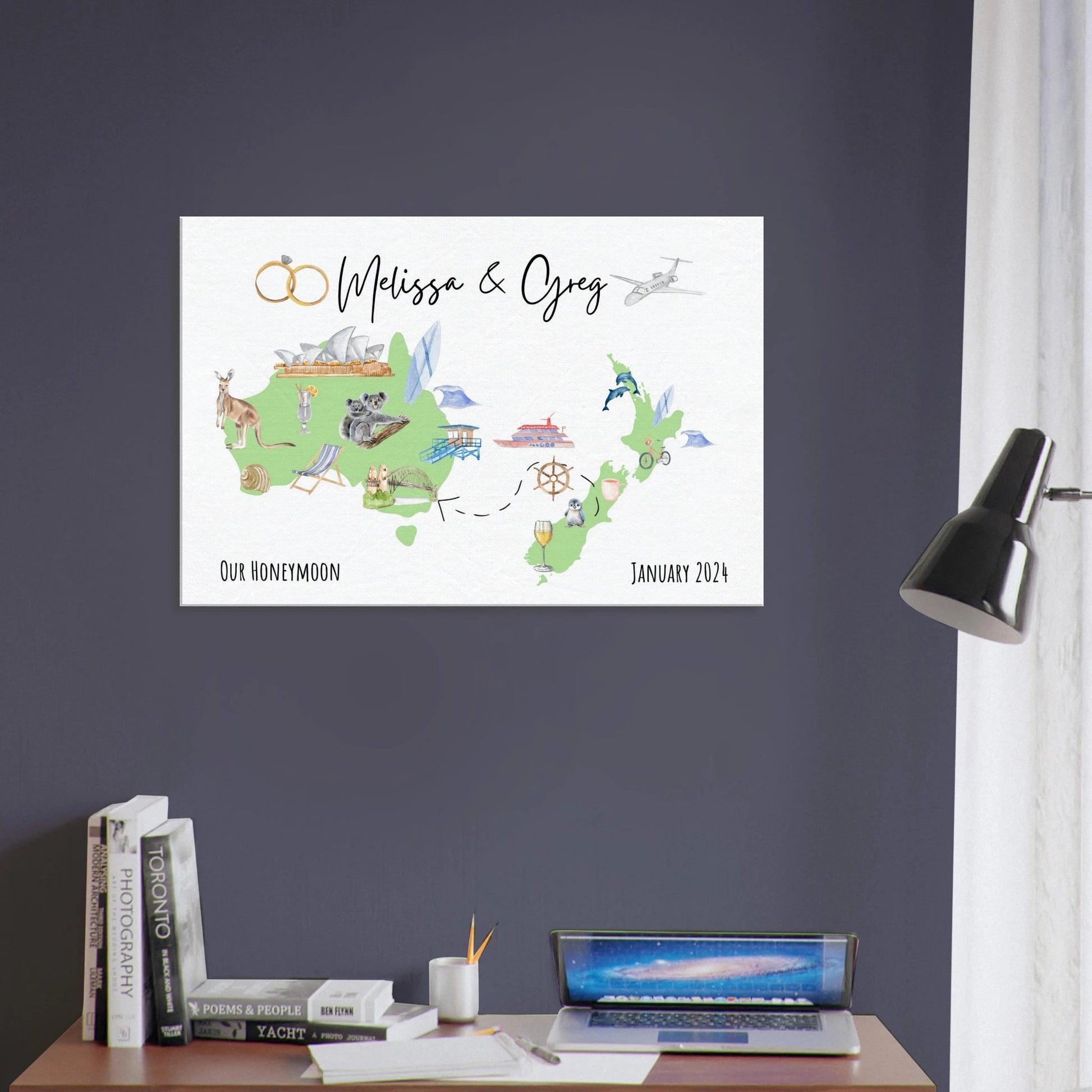 Custom Vacation Keepsake Map or Guestbook - Perfect for Honeymoons, Reunions, or Milestone Trips - Out of Office Outfitters - Print Material