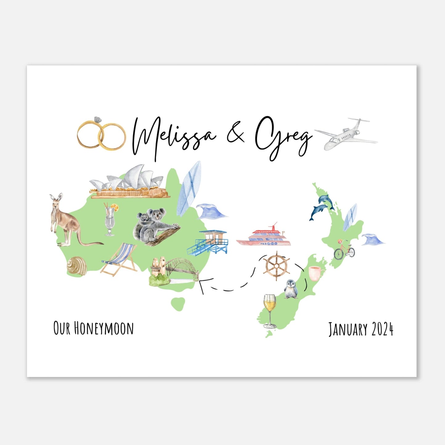 Custom Vacation Keepsake Map or Guestbook - Perfect for Honeymoons, Reunions, or Milestone Trips - Out of Office Outfitters - Print Material