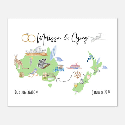 Custom Vacation Keepsake Map or Guestbook - Perfect for Honeymoons, Reunions, or Milestone Trips - Out of Office Outfitters - Print Material