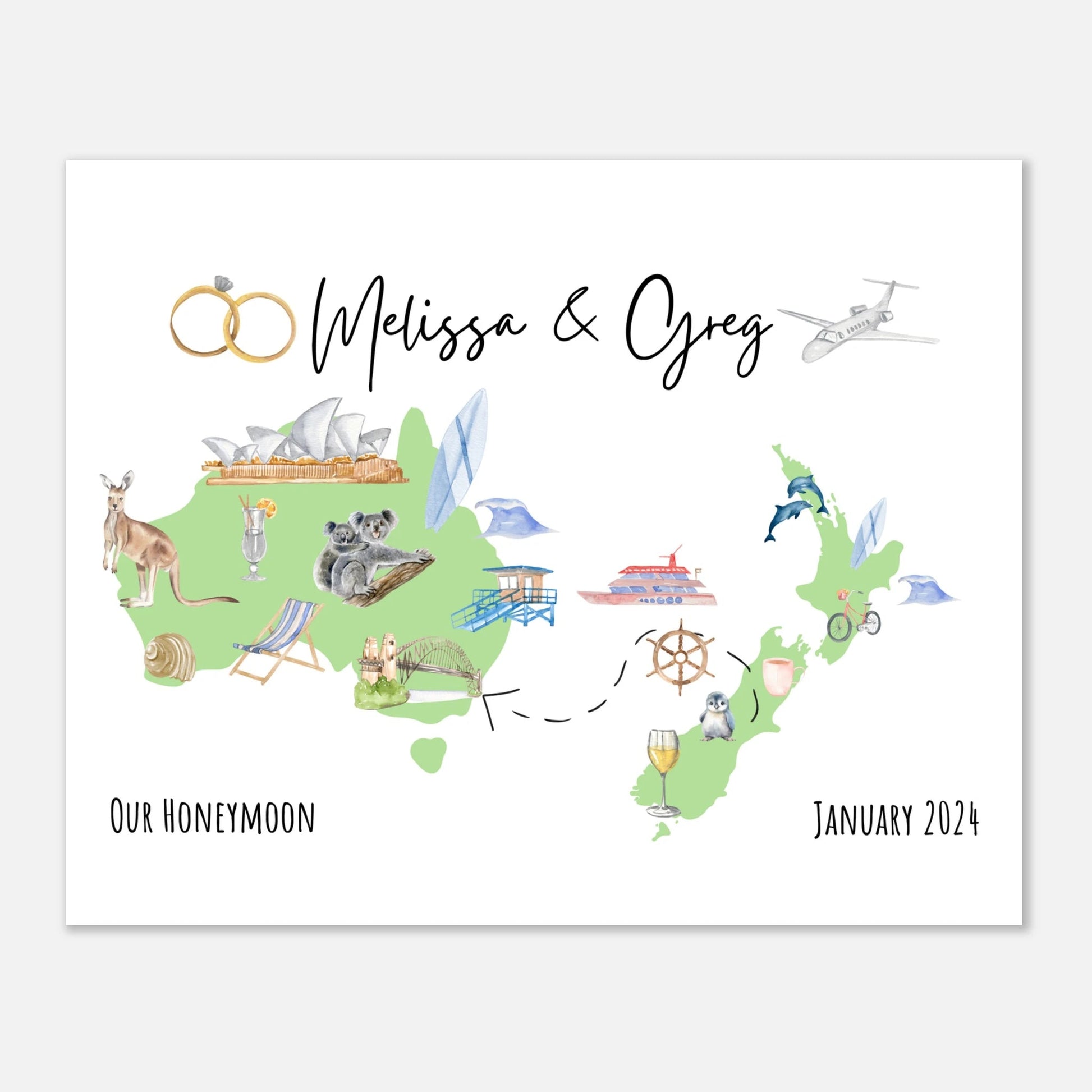 Custom Vacation Keepsake Map or Guestbook - Perfect for Honeymoons, Reunions, or Milestone Trips - Out of Office Outfitters - Print Material