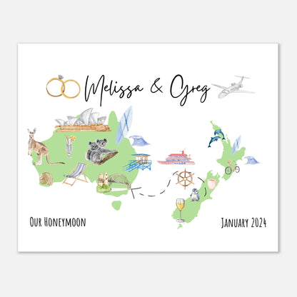 Custom Vacation Keepsake Map or Guestbook - Perfect for Honeymoons, Reunions, or Milestone Trips - Out of Office Outfitters - Print Material
