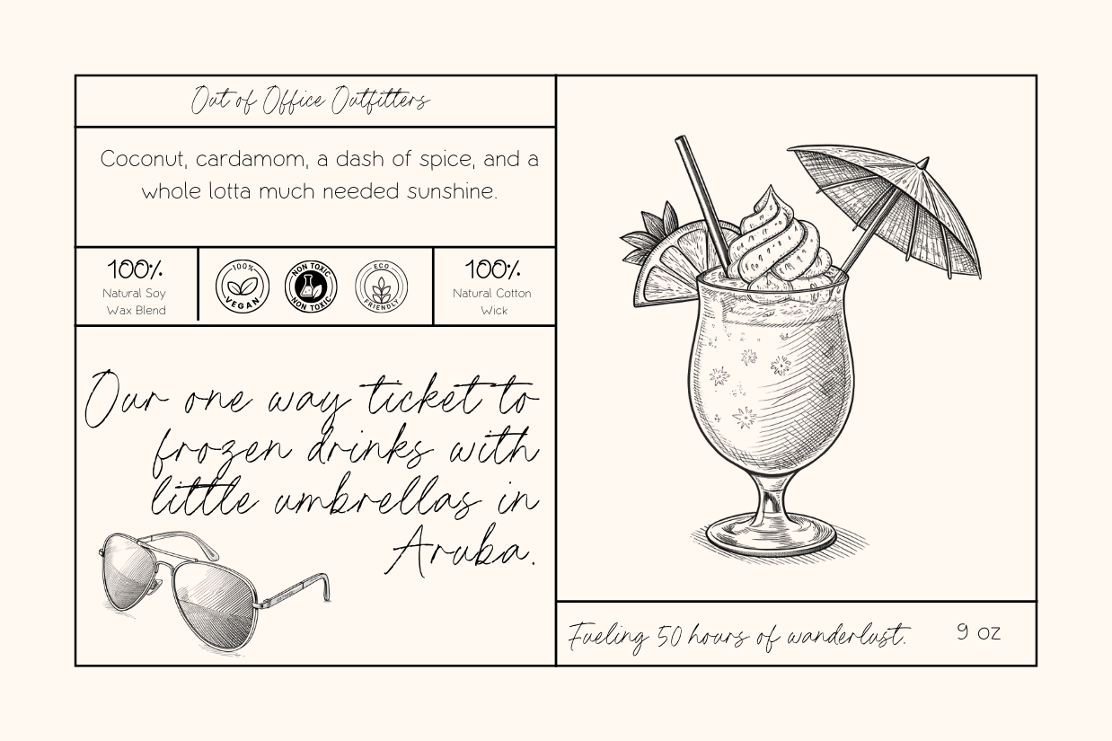 Dreaming of Frozen Drinks with Little Umbrellas Personalized Giftable Candle for Travelers - Out of Office Outfitters - Home Decor