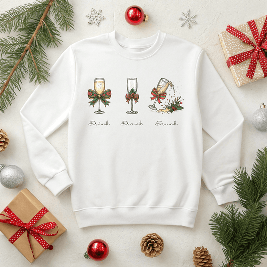 Drink Drank Drunk Christmas Sweatshirt - Out of Office Outfitters - Sweatshirt