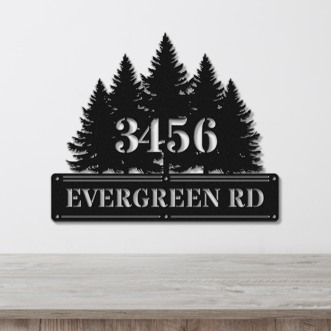 Evergreen Custom Metal Address Sign - Out of Office Outfitters - Die - Cut Sign