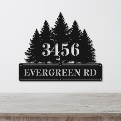 Evergreen Custom Metal Address Sign - Out of Office Outfitters - Die - Cut Sign
